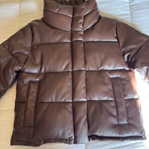 Ayla Cropped Leather Puffer